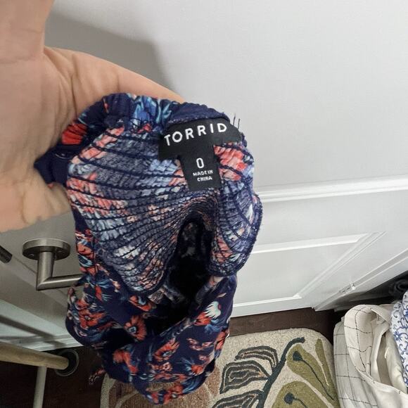 Torrid Dress Women's 0 Large Floral Navy Challis High Low Dress Corset Bust - Picture 7 of 7